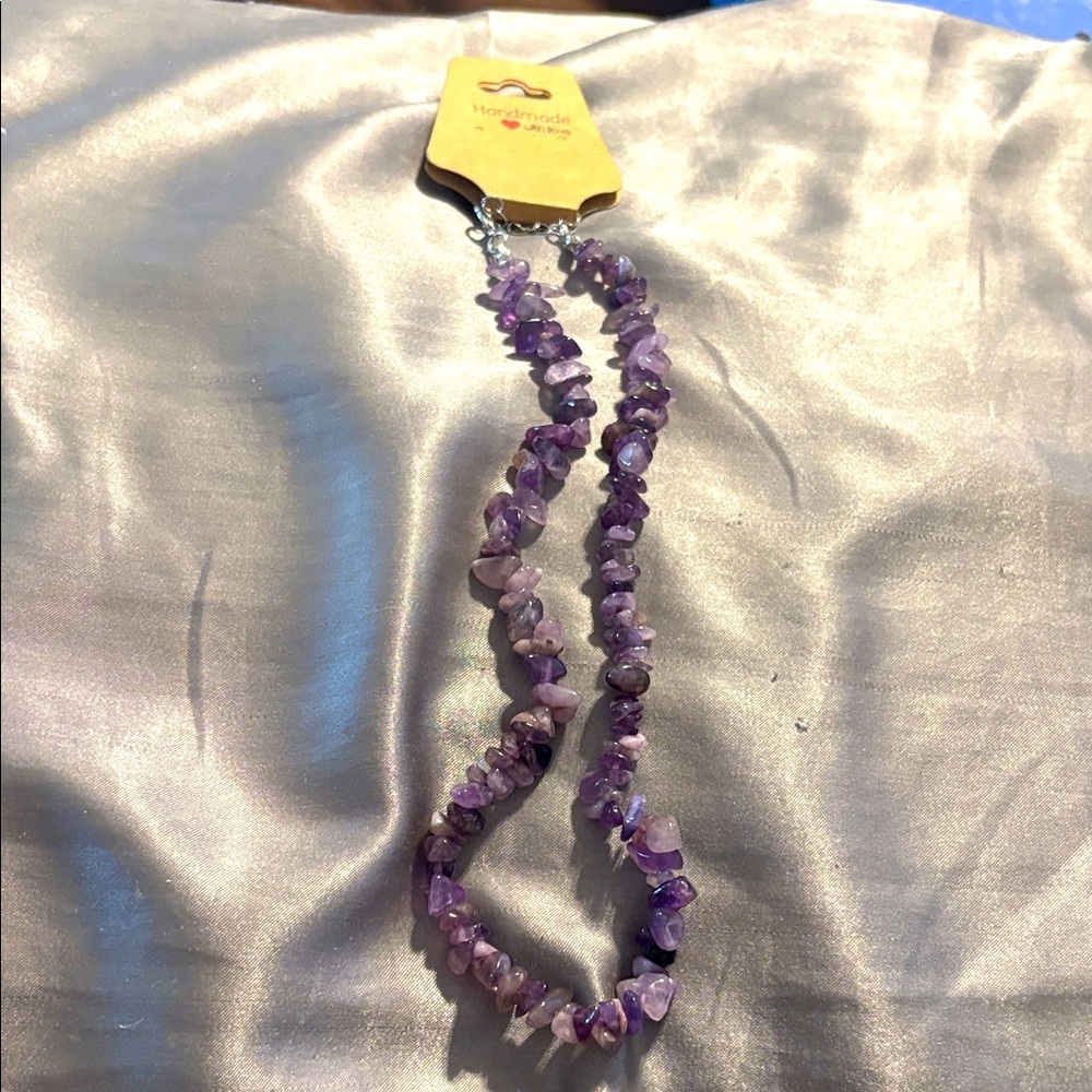 Lavender Amethyst Stone Necklace New Handmade